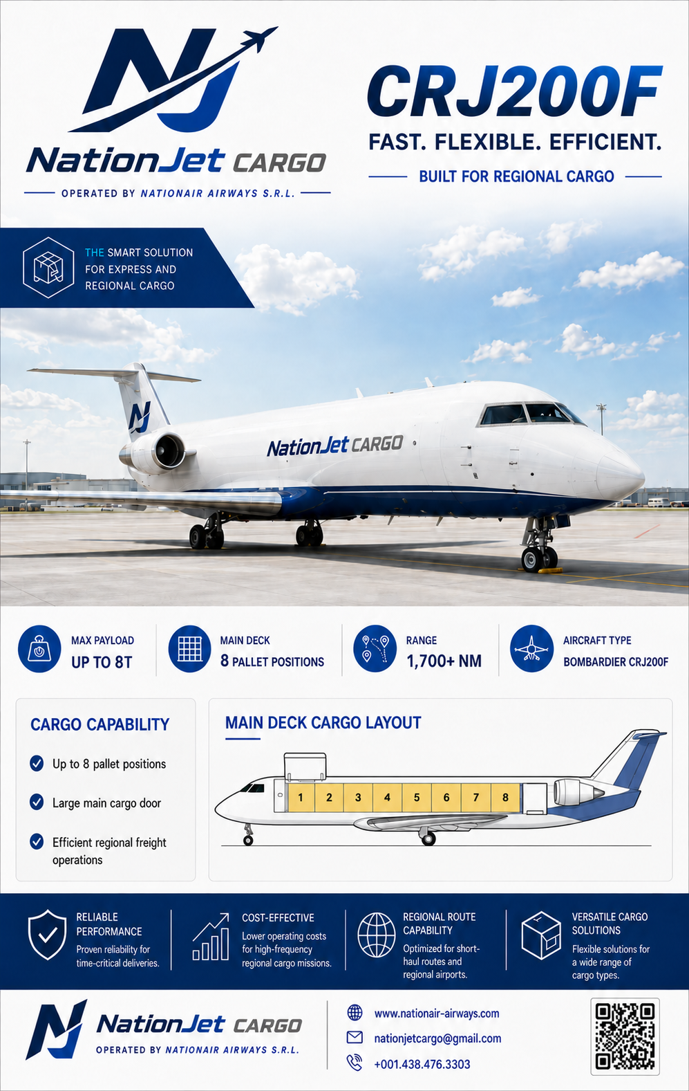NationJet Cargo CRJ200F on an airport apron